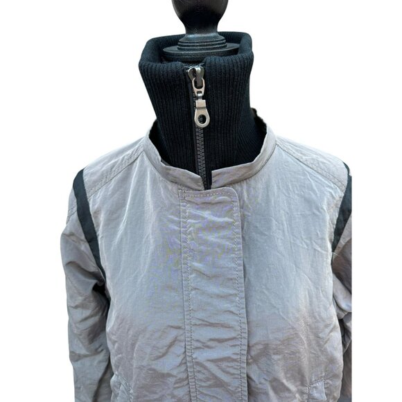 Seven 7 For All Mankind M Gray Quilted Nylon Jacket Plaid Lining Windbreaker - Picture 2 of 16